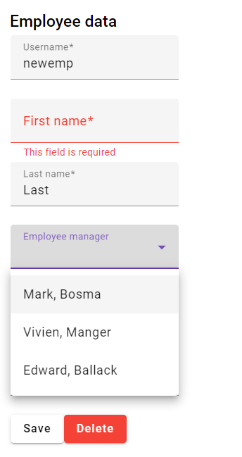 Wagesum Angular UI - employee form